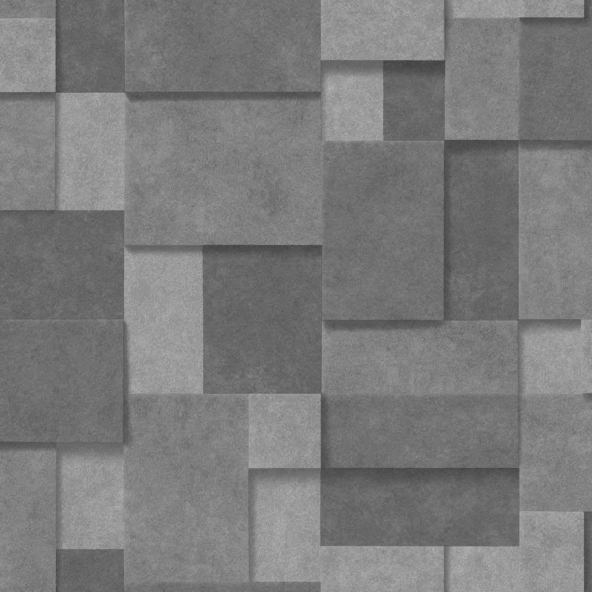 Duchamp Dark Grey Patchwork Metallic Wallpaper - York Wallcoverings - 2896-25354