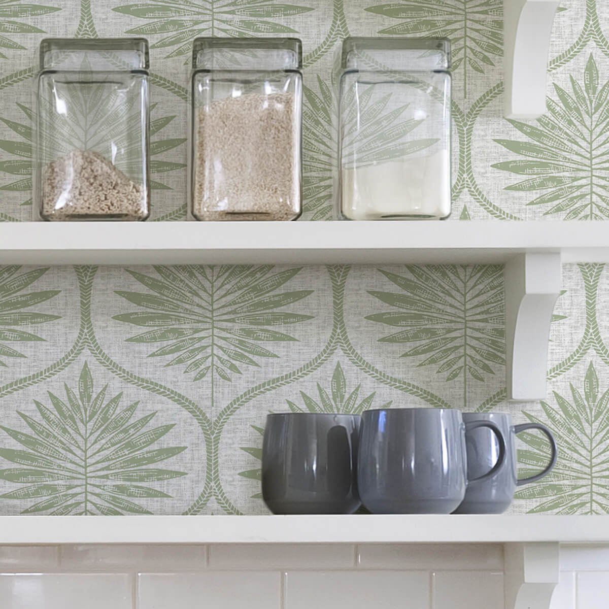 green-primitive-leaves-peel-and-stick-wallpaper-york-wallcoverings-nus3621 - York Wallcoverings Wallpaper