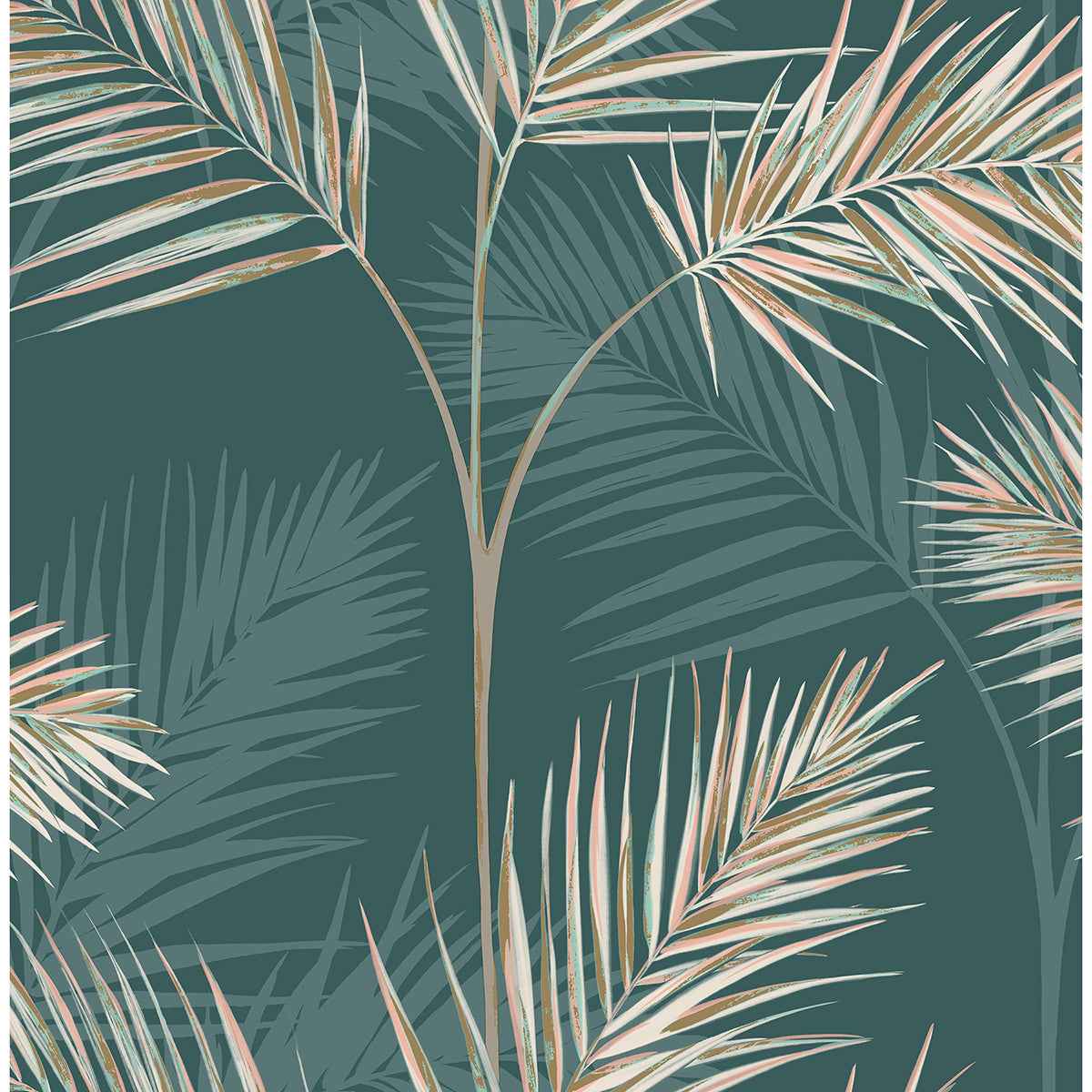 South Beach Evergreen Fronds Wallpaper - York Wallcoverings - FD42679
