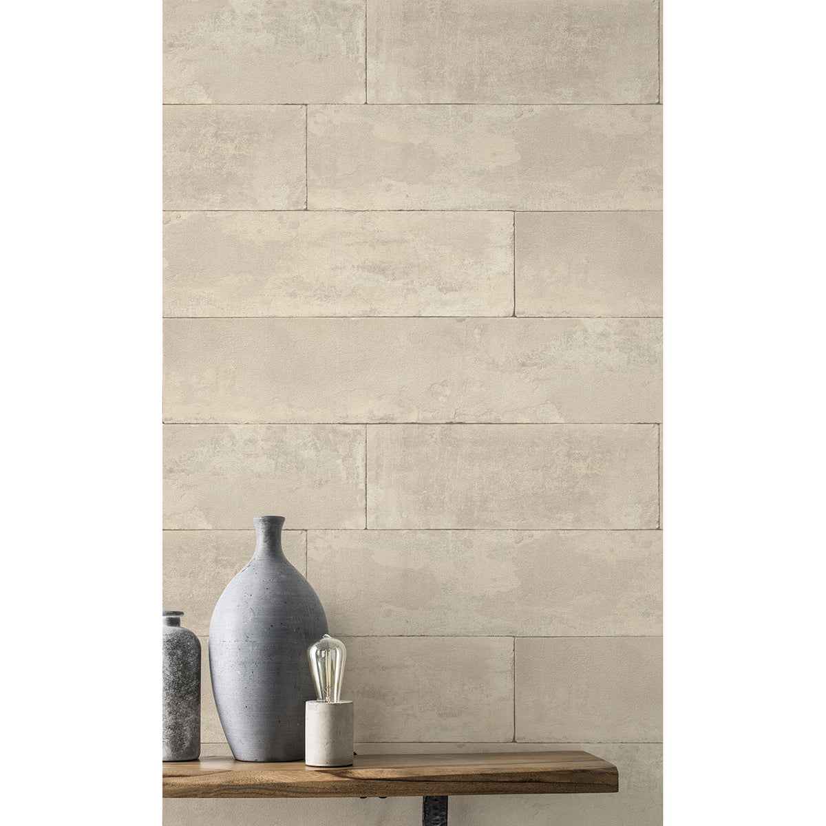 Lanier Neutral Stone Plank Wallpaper - York Wallcoverings - 4015-426014 - York Wallcoverings Wallpaper