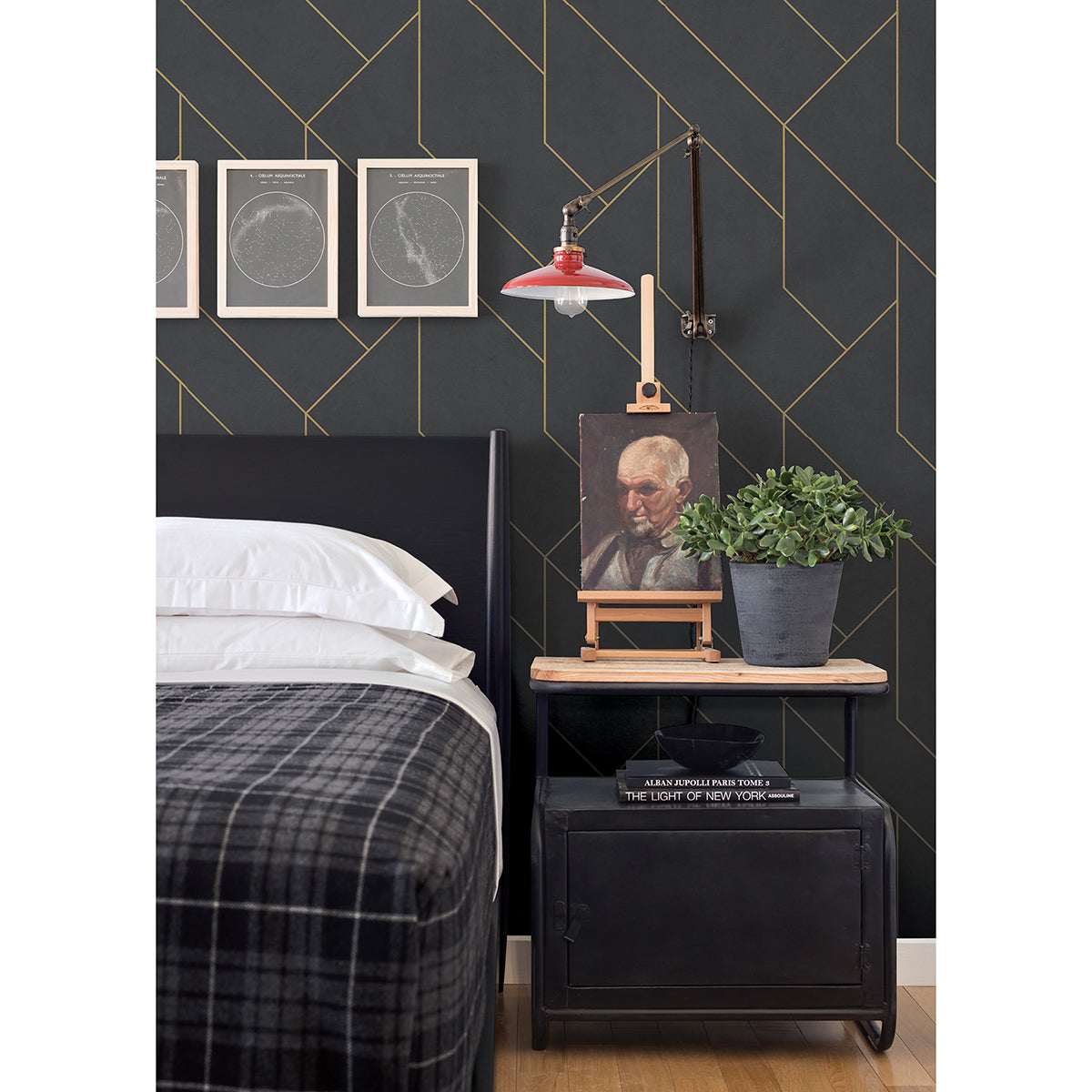 pollock-black-gilded-geometric-wallpaper-york-wallcoverings-4015-427431 - York Wallpaper Wallpaper