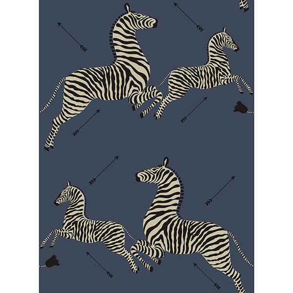 Denim Zebra Safari Scalamandre Self Adhesive Wallpaper - York Wallcoverings - SCS3870 - York Wallcoverings Wallpaper