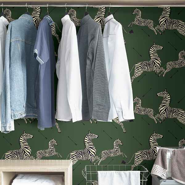 Serengeti Green Zebra Safari Scalamandre Self Adhesive Wallpaper - York Wallcoverings - SCS3871 - York Wallcoverings Wallpaper