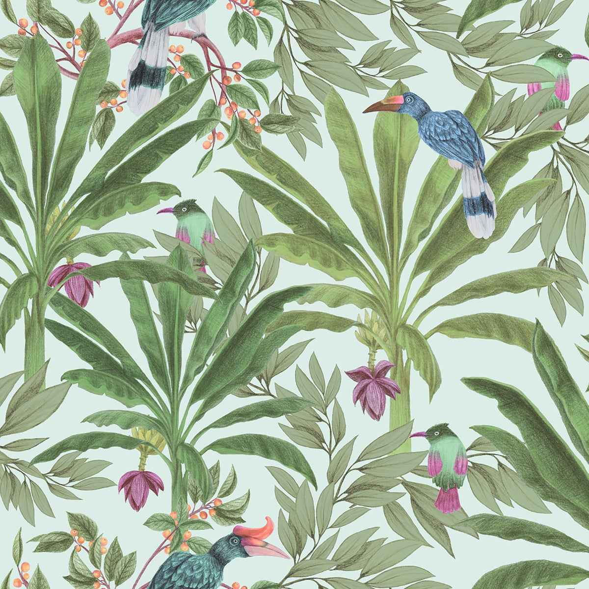 Carola Green Jungle Tropics Wallpaper - York Wallcoverings - DD139189 - York Wallcoverings Wallpaper