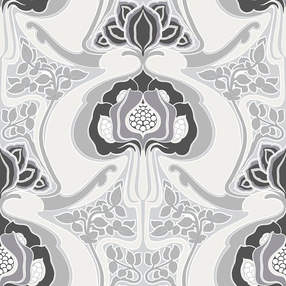 joaquin-black-art-nouveau-floral-wallpaper-york-wallcoverings-dd347209 - York Wallcoverings Wallpaper