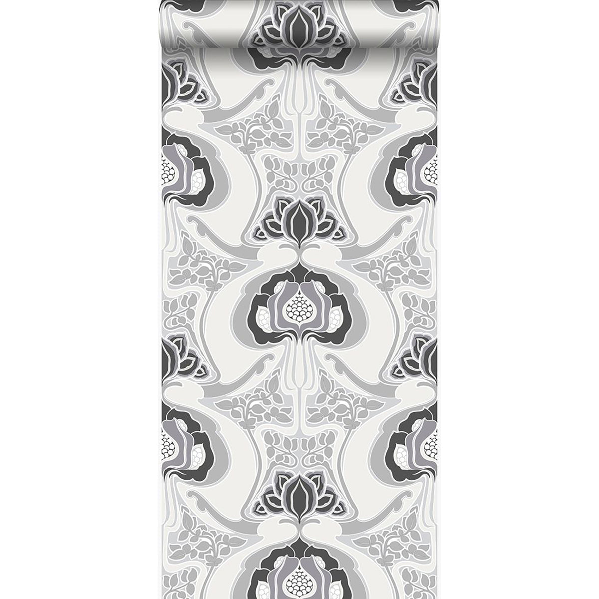 joaquin-black-art-nouveau-floral-wallpaper-york-wallcoverings-dd347209 - York Wallcoverings Wallpaper