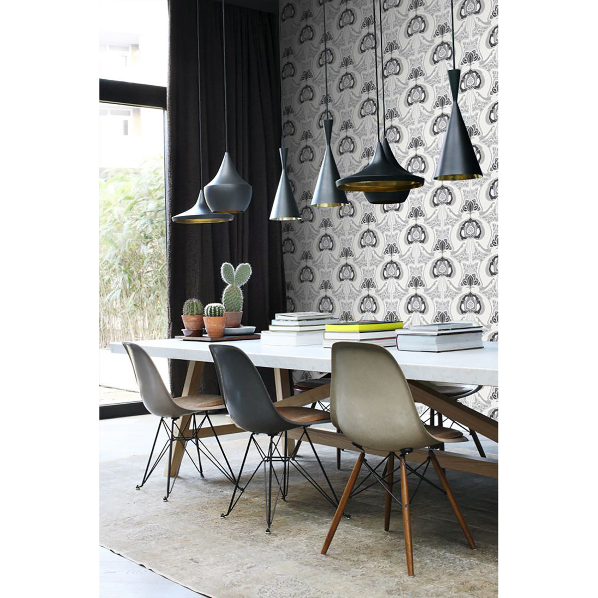 joaquin-black-art-nouveau-floral-wallpaper-york-wallcoverings-dd347209 - York Wallcoverings Wallpaper