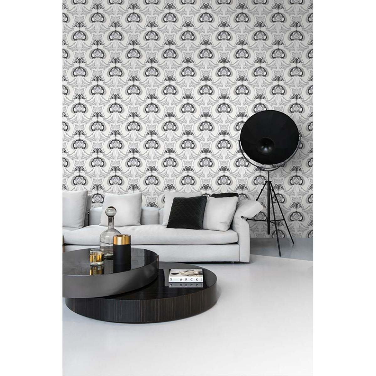joaquin-black-art-nouveau-floral-wallpaper-york-wallcoverings-dd347209 - York Wallcoverings Wallpaper
