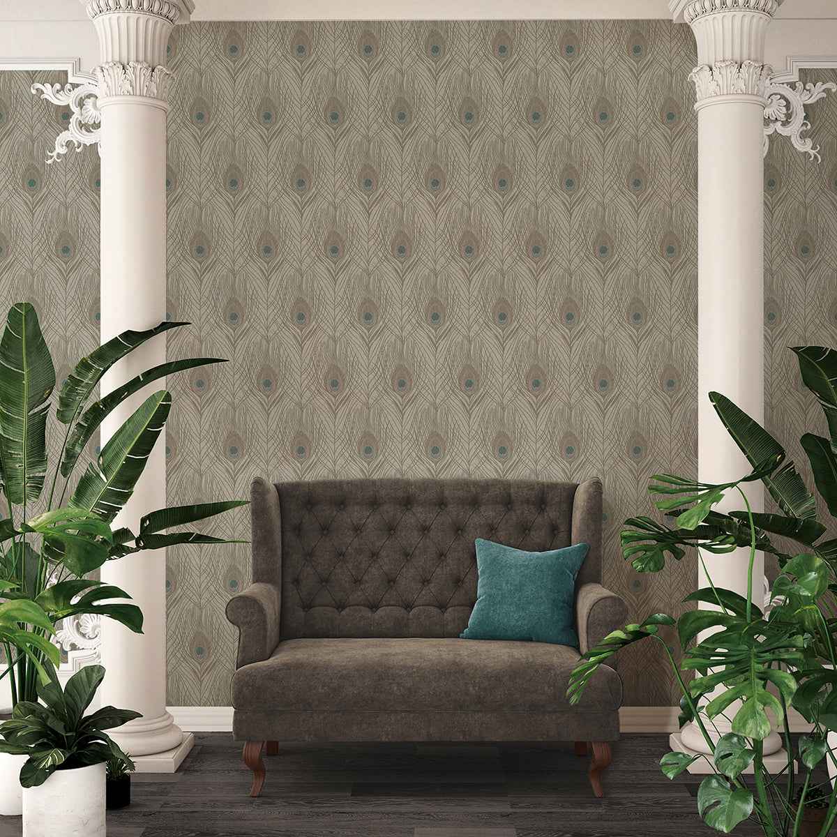Prosperity Bronze Feather Wallpaper - York Wallcoverings - AS369716 - York Wallcoverings Wallpaper