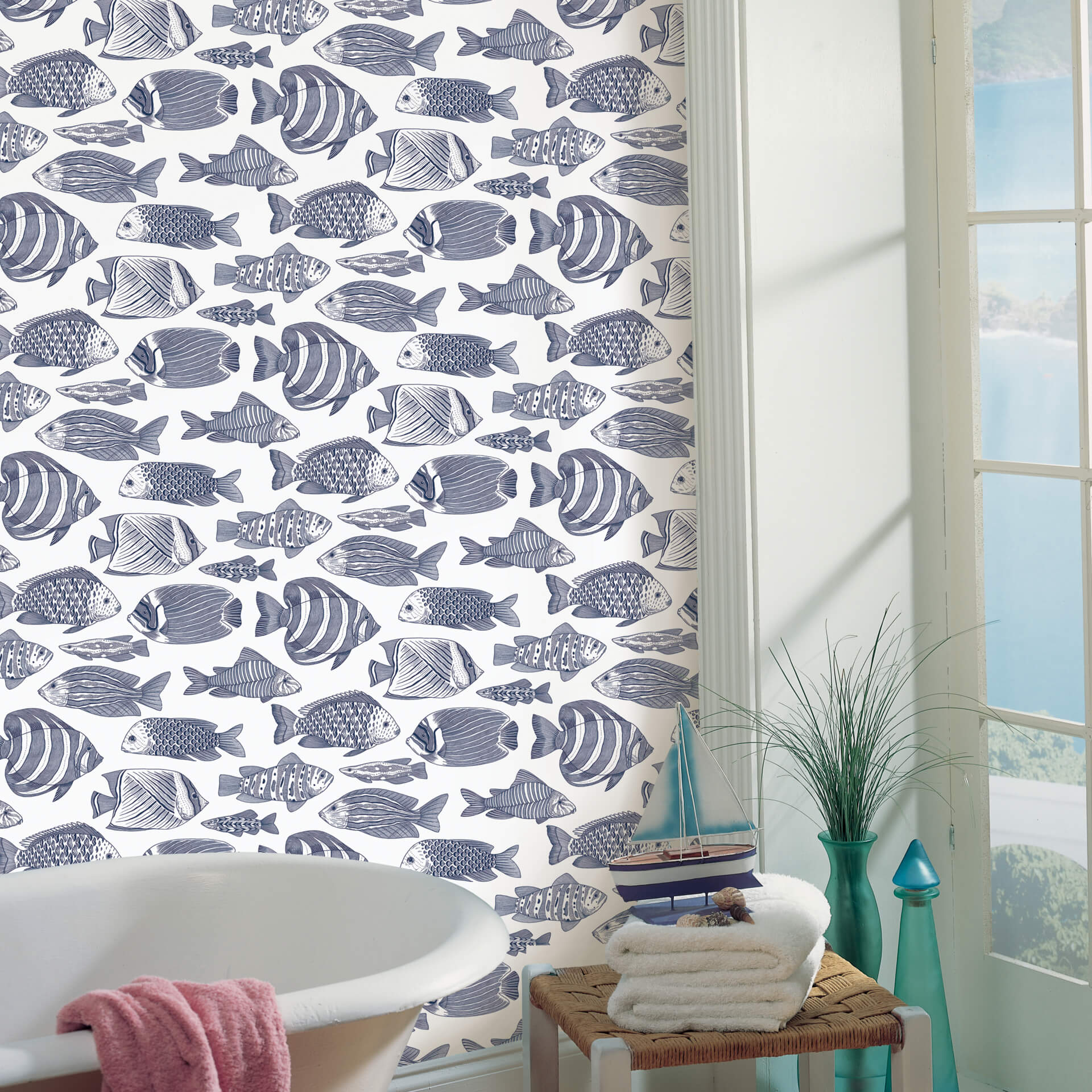 wailea-indigo-tropical-school-wallpaper-york-wallcoverings-2927-80202 - York Wallcoverings Wallpaper
