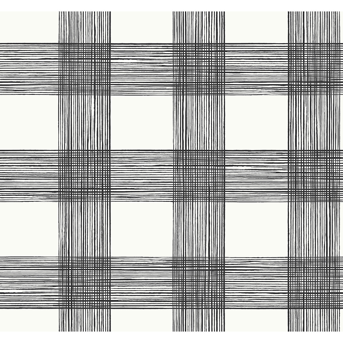 Scarborough Black Striated Plaid Wallpaper - York Wallcoverings - 2927-80900 | York Wallpaper | The WorkRoom