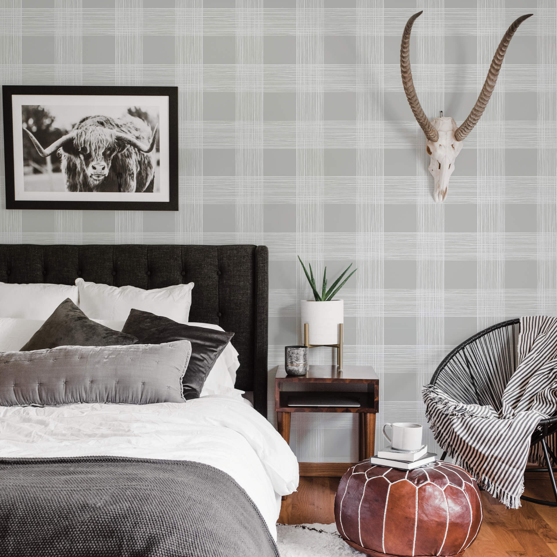 scarborough-grey-striated-plaid-wallpaper-york-wallcoverings-2927-80908 - York Wallcoverings Wallpaper