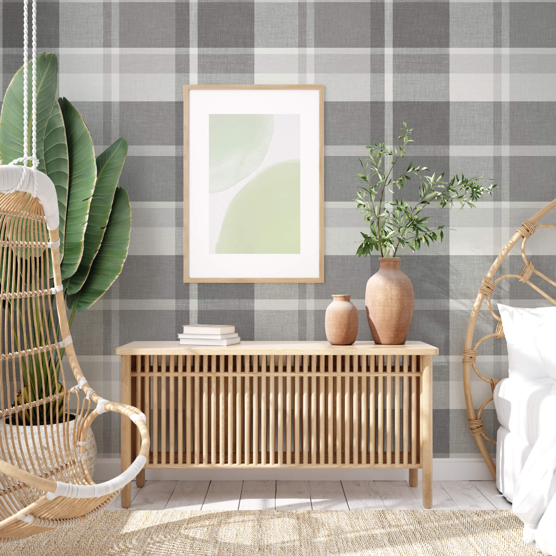 madaket-dark-grey-plaid-wallpaper-york-wallcoverings-2927-81108 - York Wallcoverings Wallpaper