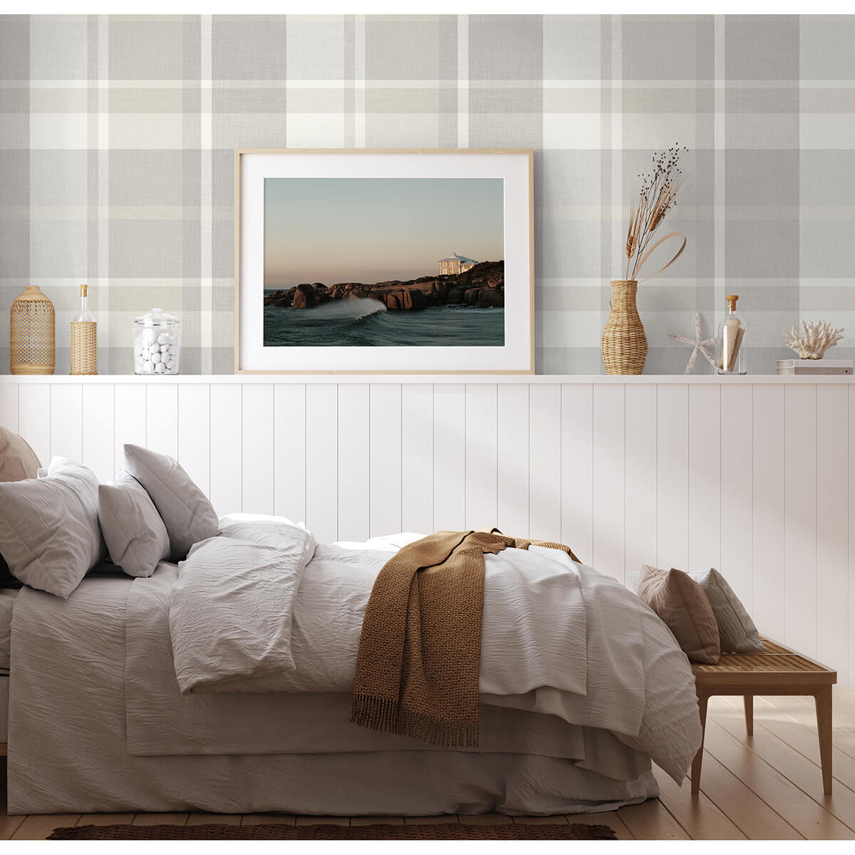 madaket-light-grey-plaid-wallpaper-york-wallcoverings-2927-81118 - York Wallpaper Wallpaper