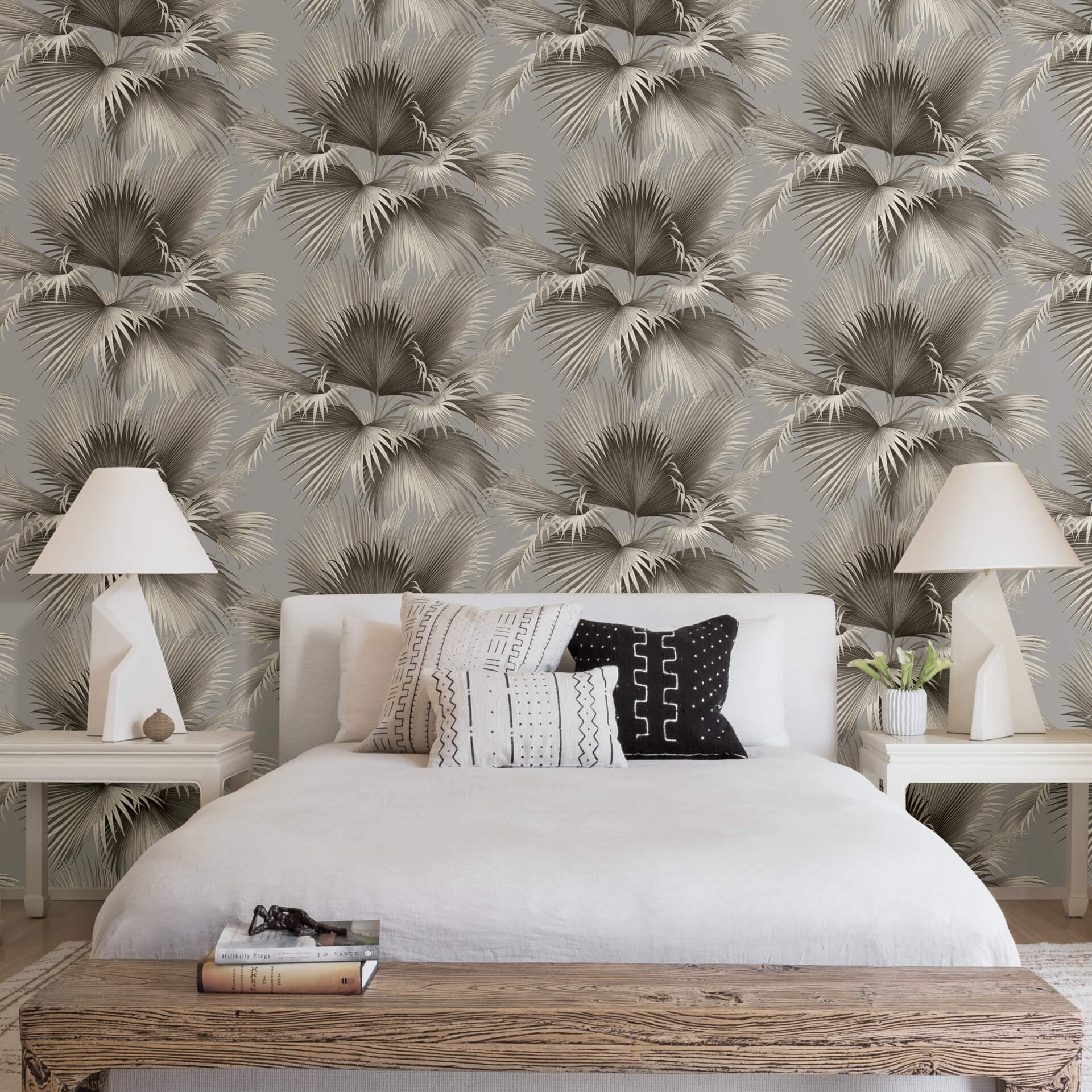 summer-palm-platinum-tropical-wallpaper-york-wallcoverings-2927-81908 - York Wallcoverings Wallpaper