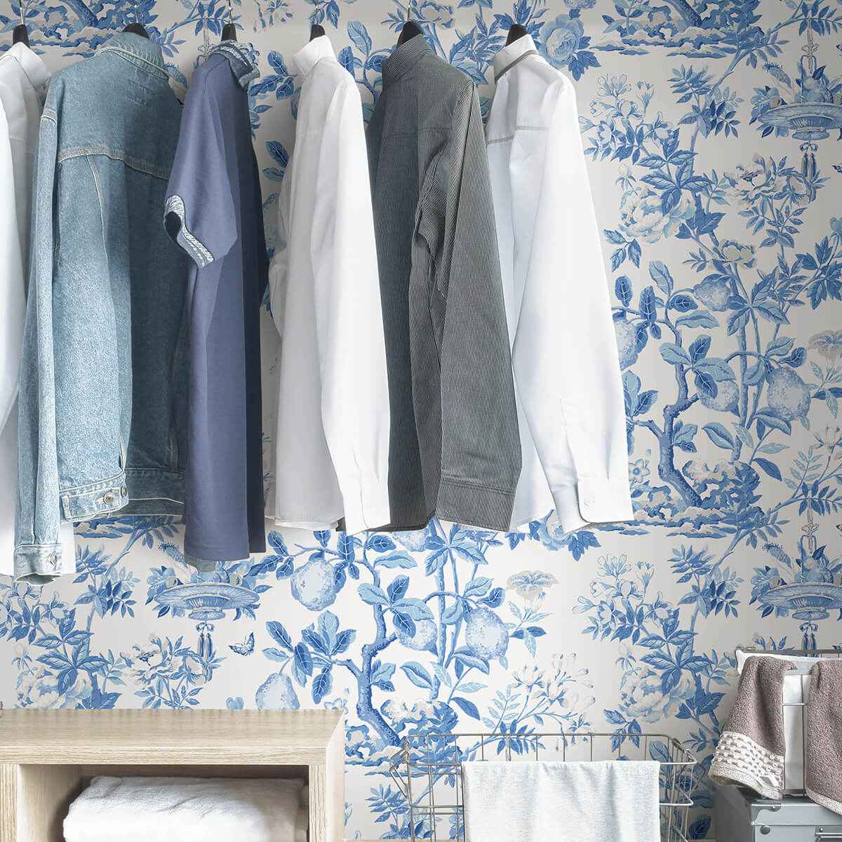 Delft Shantung Garden Scalamandre Self Adhesive Wallpaper - York Wallcoverings - SCS3842 - York Wallcoverings Wallpaper