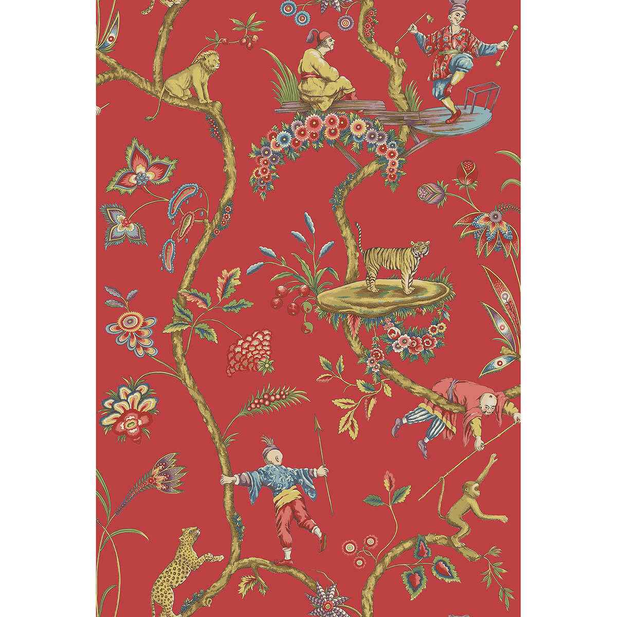 Tomato Chinoise Exotique Scalamandre Self Adhesive Wallpaper - York Wallcoverings - SCS3844