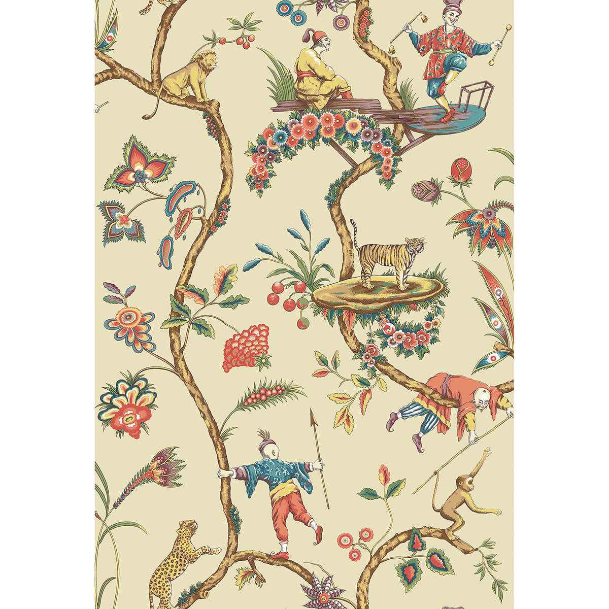 Ecru Chinoise Exotique Scalamandre Self - York Wallcoverings - SCS3845