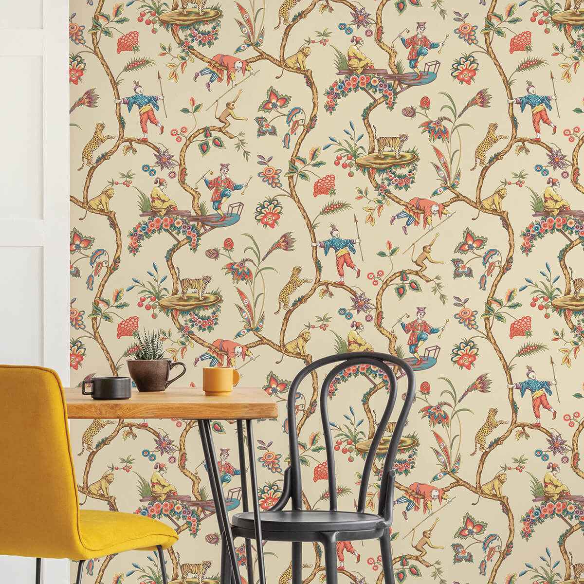 Ecru Chinoise Exotique Scalamandre Self - York Wallcoverings - SCS3845 - York Wallcoverings Wallpaper