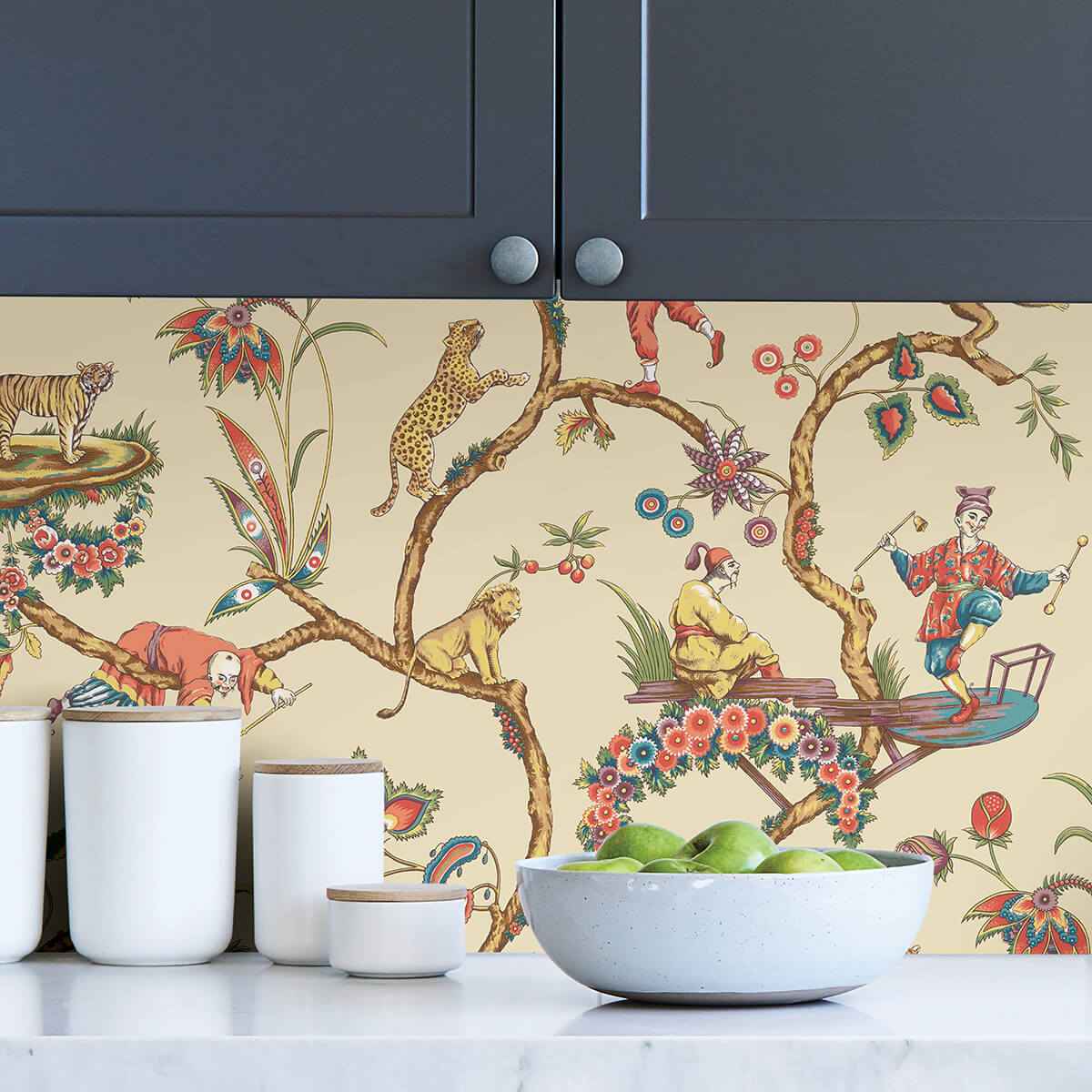Ecru Chinoise Exotique Scalamandre Self - York Wallcoverings - SCS3845 - York Wallcoverings Wallpaper
