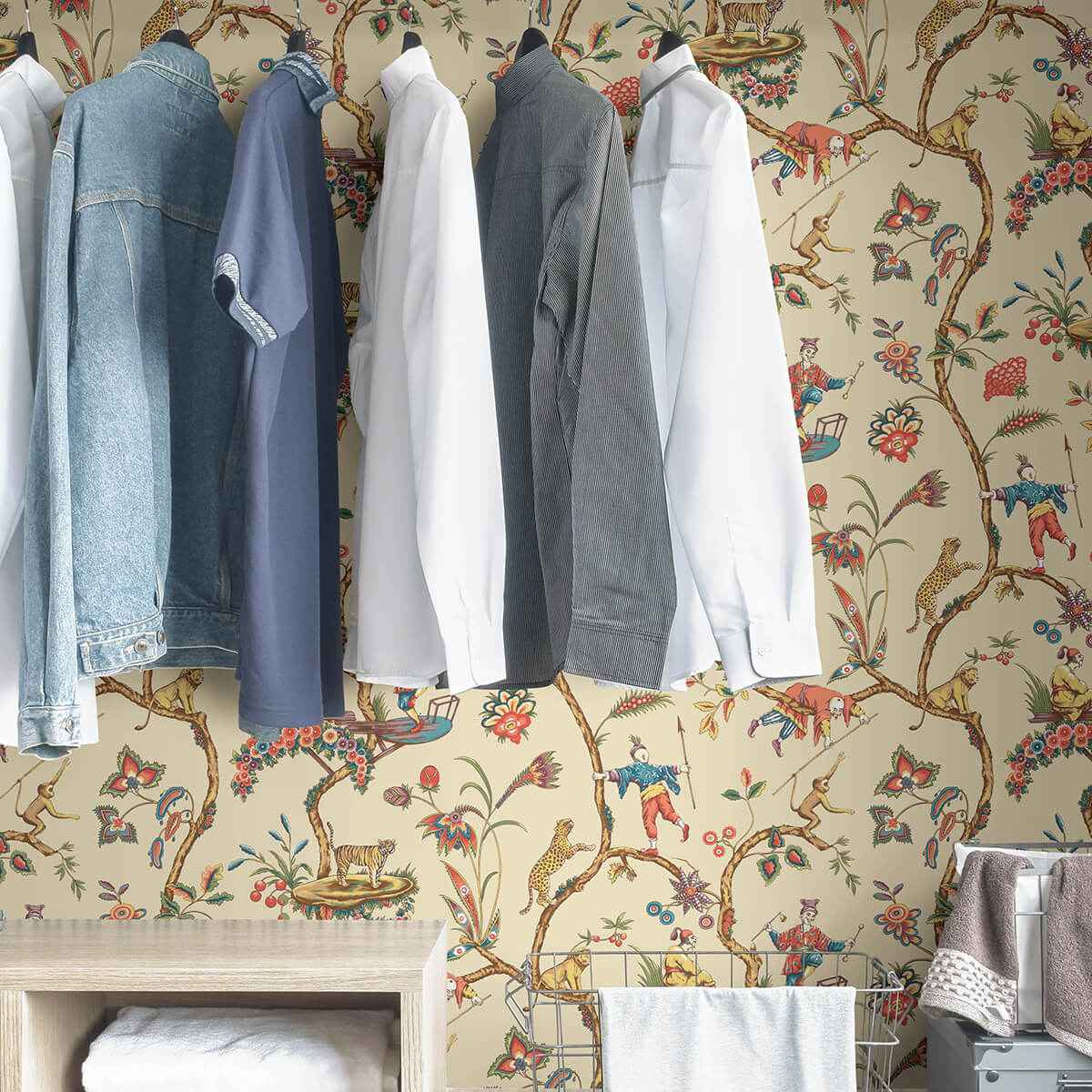 Ecru Chinoise Exotique Scalamandre Self - York Wallcoverings - SCS3845 - York Wallcoverings Wallpaper