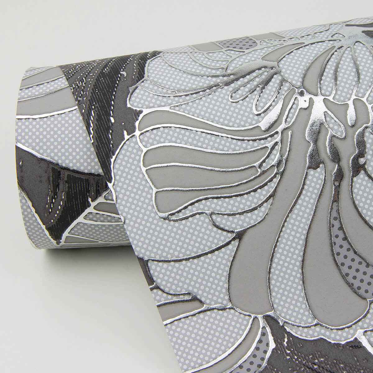 Selene Silver Mucha Floral Wallpaper - York Wallcoverings - 4019-86401 - York Wallcoverings Wallpaper
