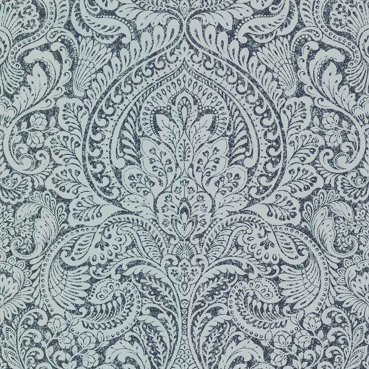 Artemis Sapphire Floral Damask Wallpaper - York Wallcoverings - 4019-86442 - York Wallcoverings Wallpaper