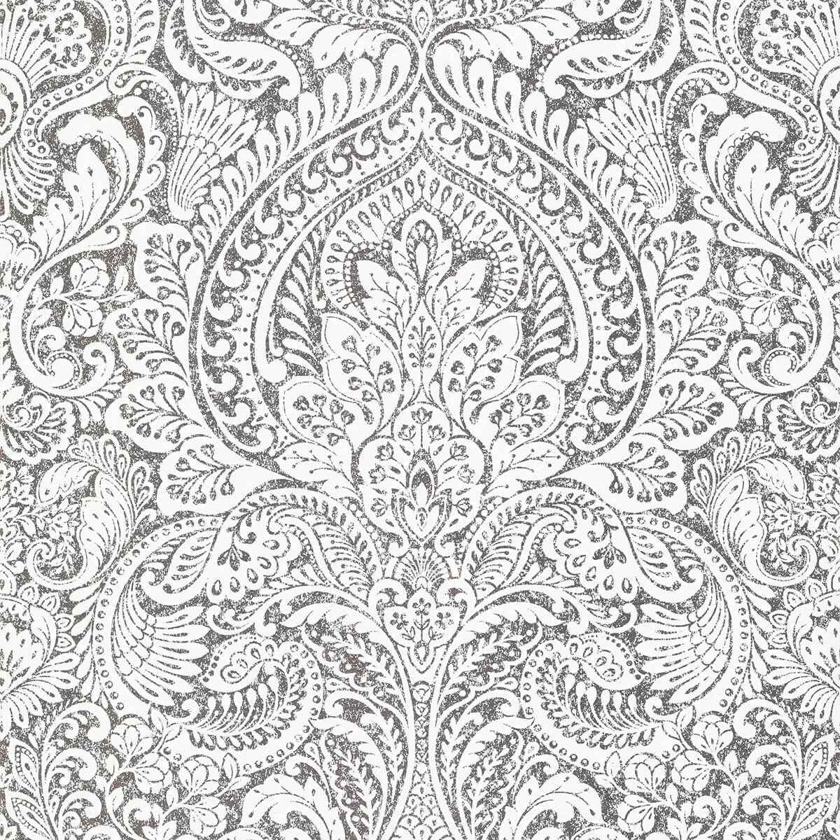 Artemis Platinum Floral Damask Wallpaper - York Wallcoverings - 4019-86444 - York Wallcoverings Wallpaper