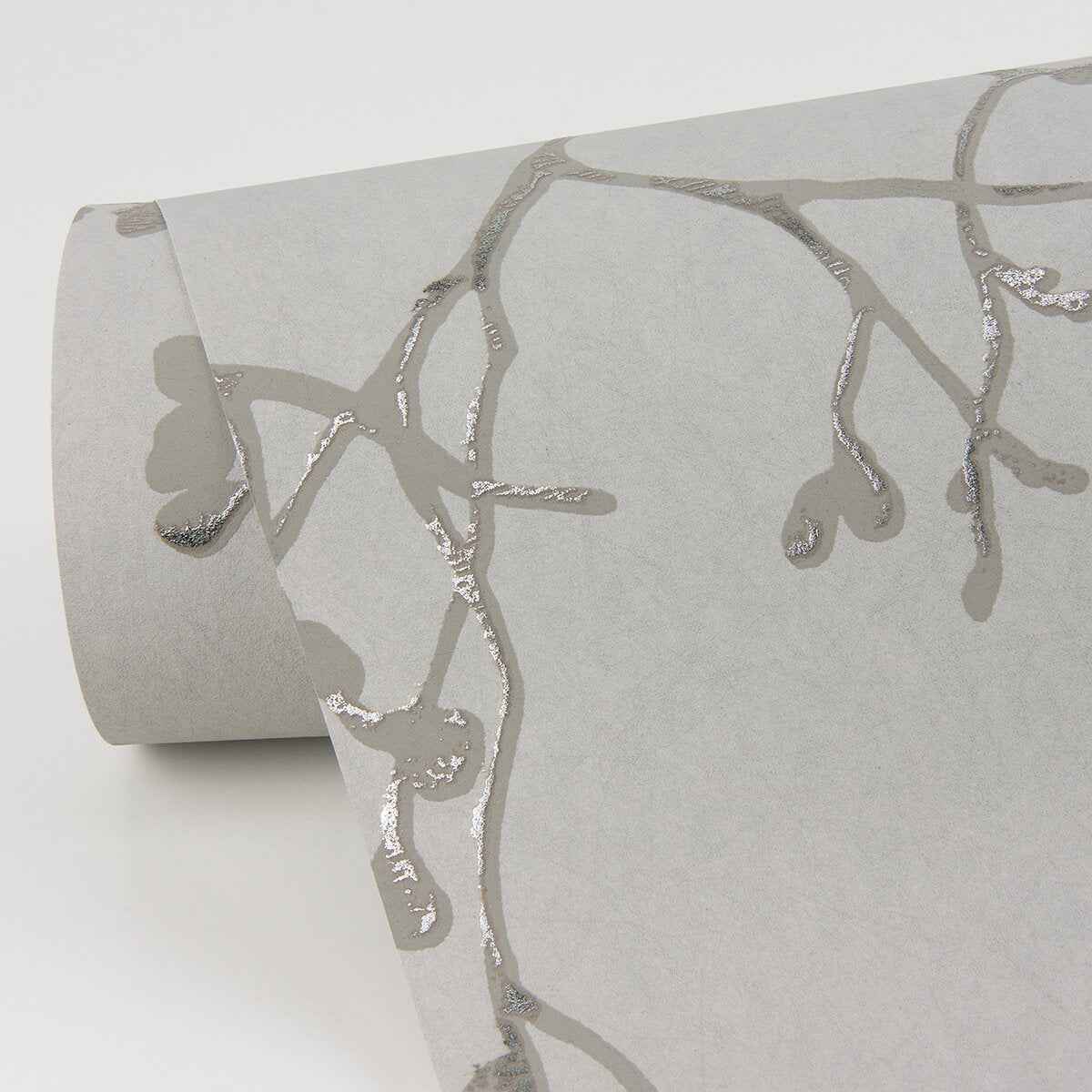 Koura Platinum Budding Branches Wallpaper - York Wallcoverings - 4019-86456 - York Wallcoverings Wallpaper
