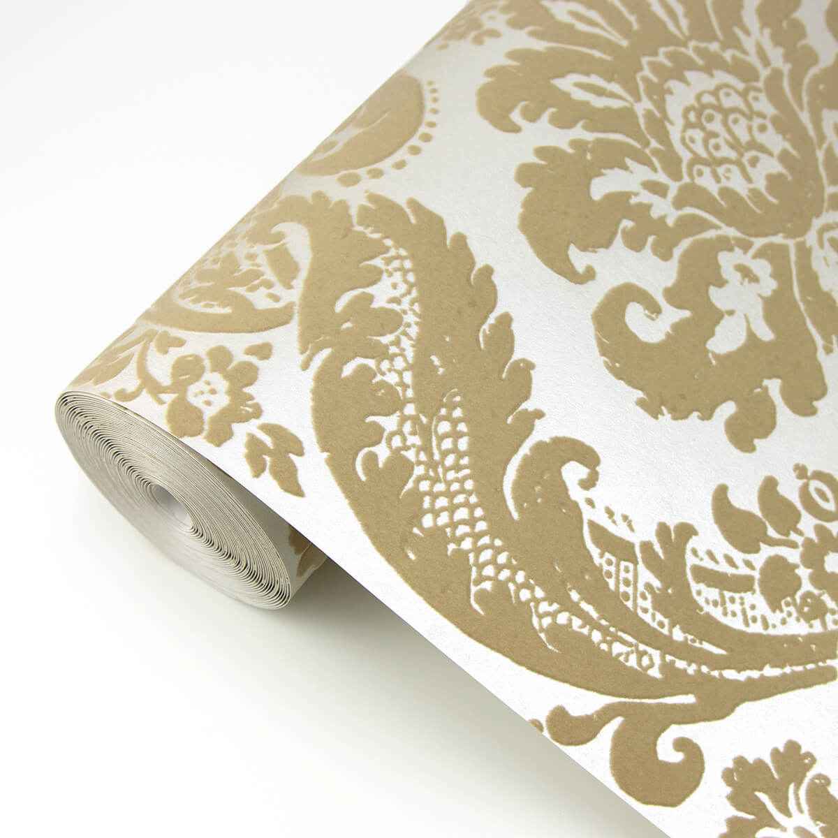 Shadow Khaki Flocked Damask Wallpaper - York Wallcoverings - 2763-87314 - York Wallcoverings Wallpaper