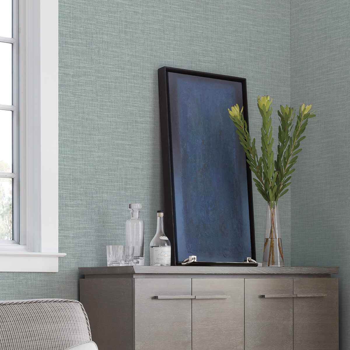 In The Loop Sage Faux Grasscloth Wallpaper - York Wallcoverings - 2829-82060 - York Wallcoverings Wallpaper