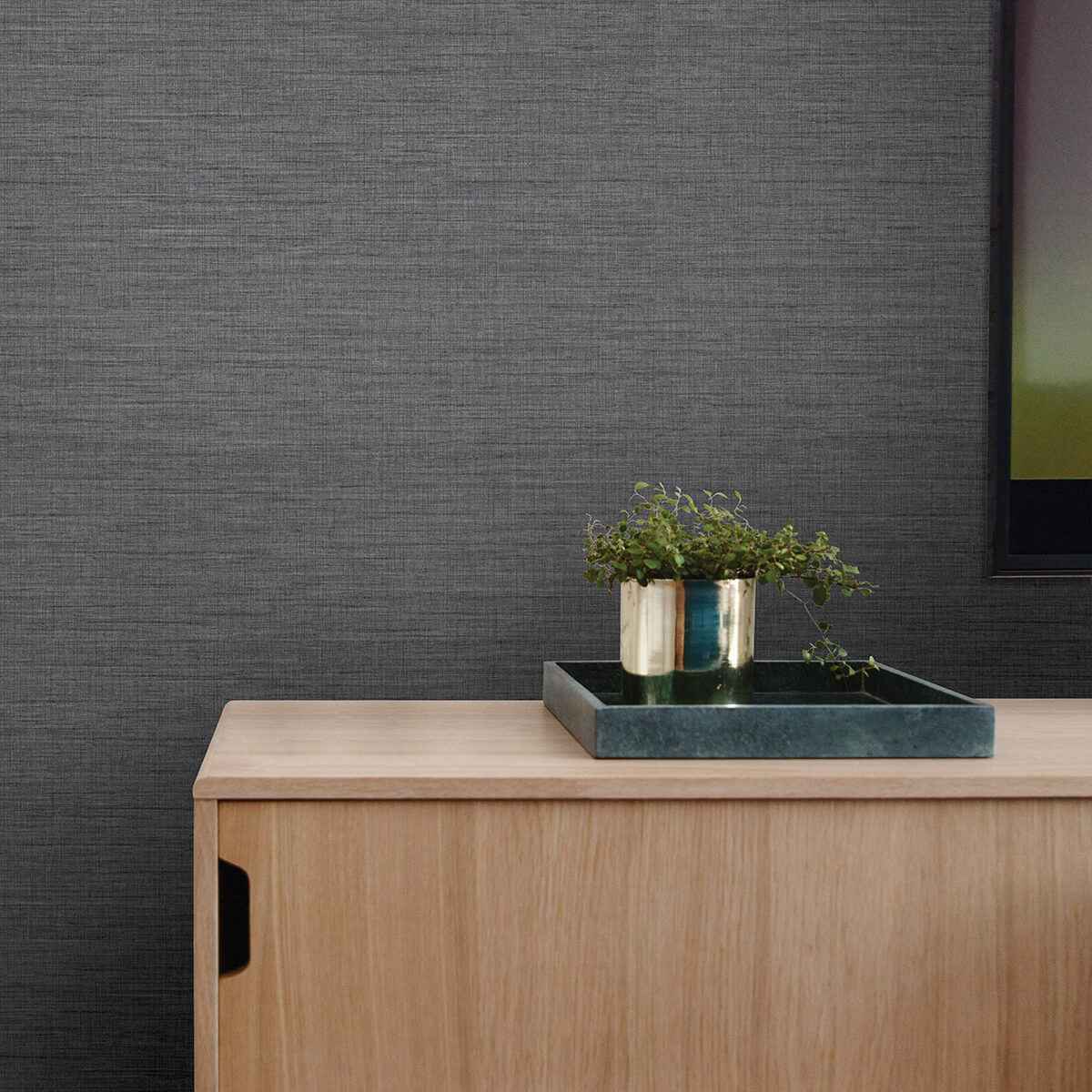 Essence Dark Grey Linen Texture Wallpaper - York Wallcoverings - 2829-82068 - York Wallcoverings Wallpaper