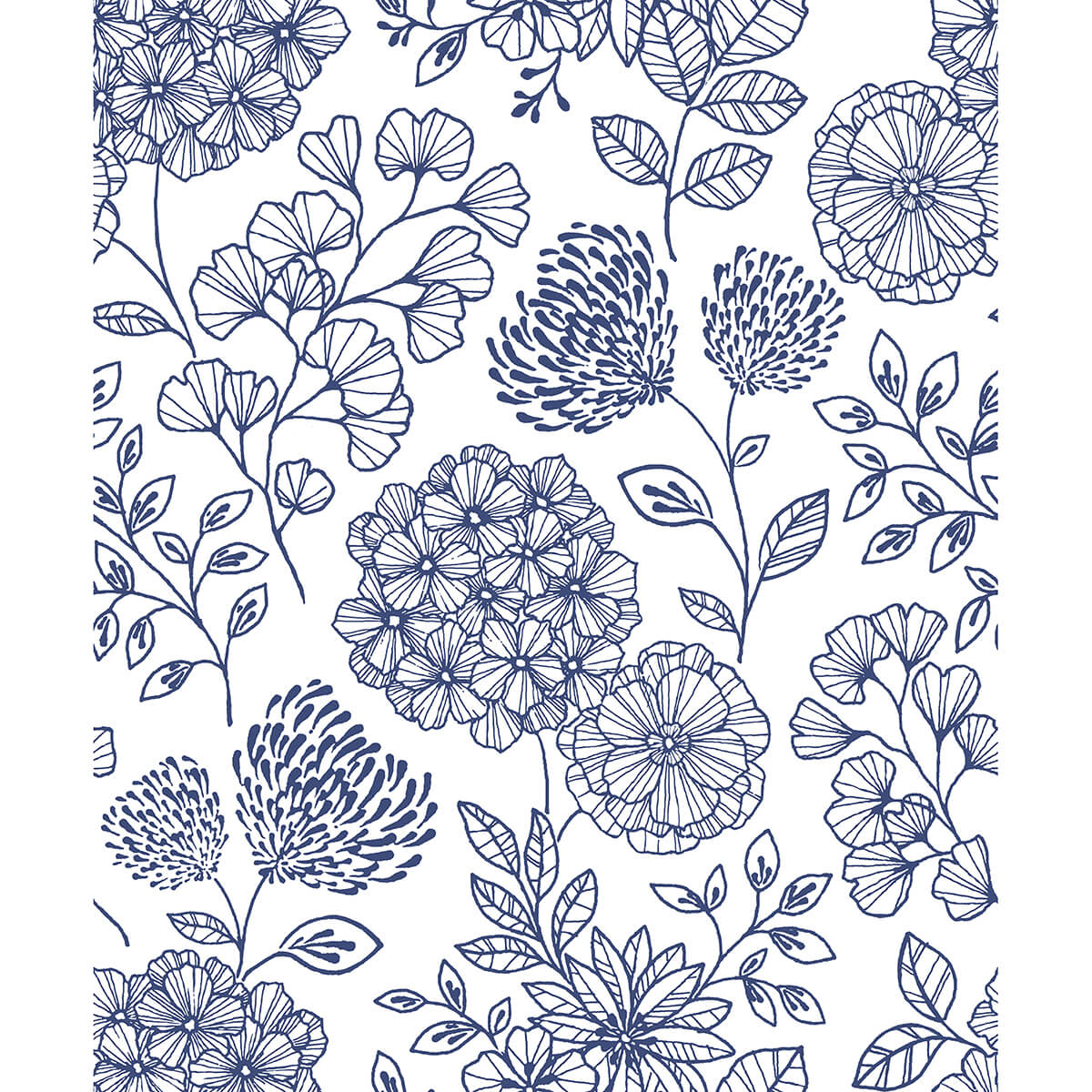 ada-blue-floral-wallpaper-york-wallcoverings-2975-26205 - York Wallcoverings Wallpaper