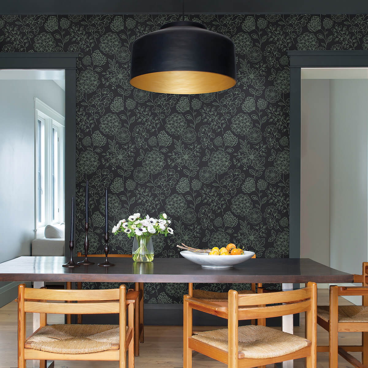 ada-charcoal-floral-wallpaper-york-wallcoverings-2975-26206 - York Wallcoverings Wallpaper