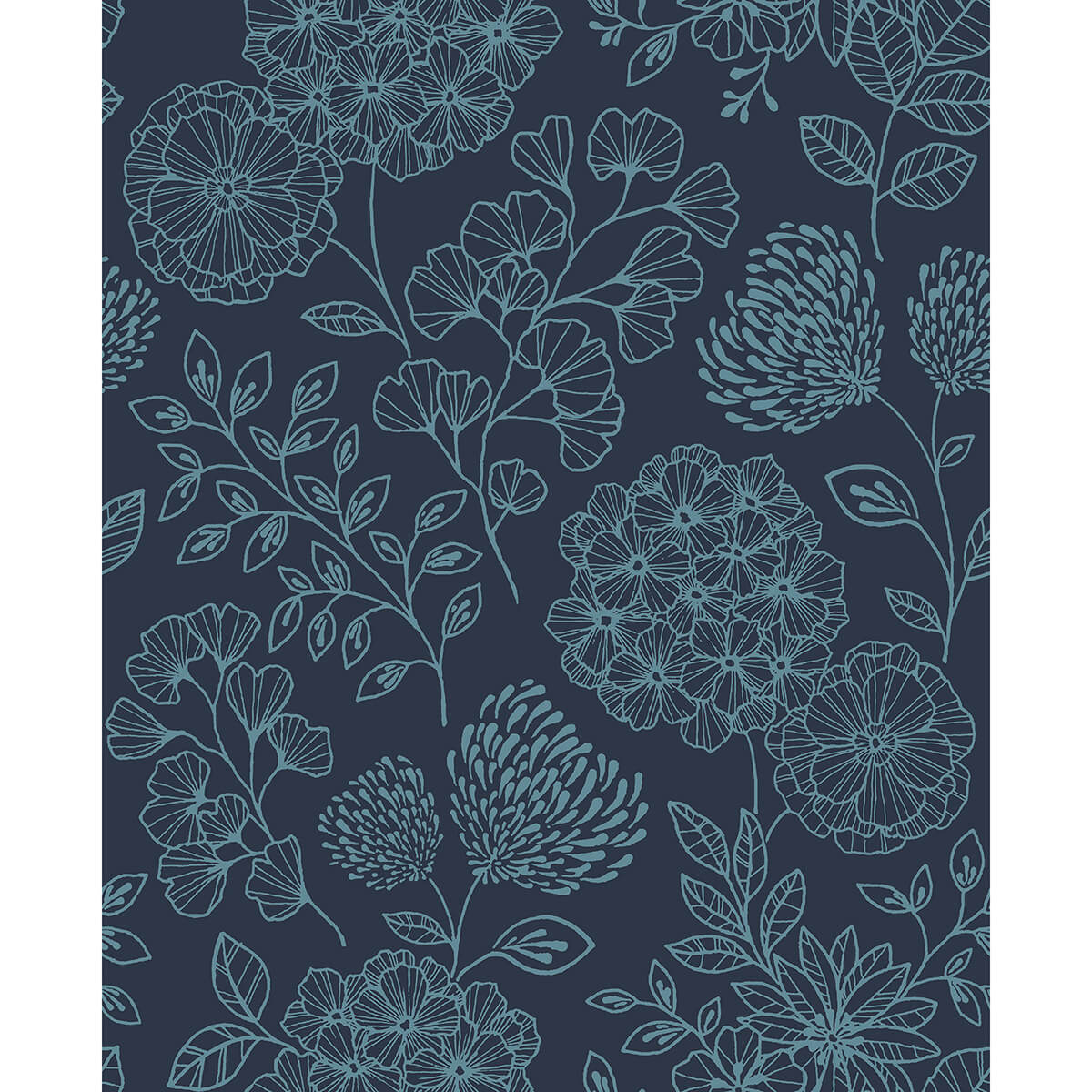 ada-indigo-floral-wallpaper-york-wallcoverings-2975-26207 - York Wallcoverings Wallpaper
