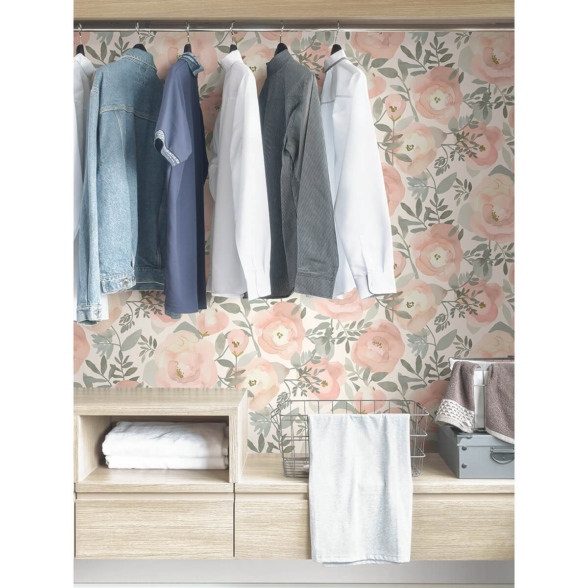 rose-peachy-keen-peel-and-stick-wallpaper-york-wallcoverings-nus3829 - York Wallcoverings Wallpaper