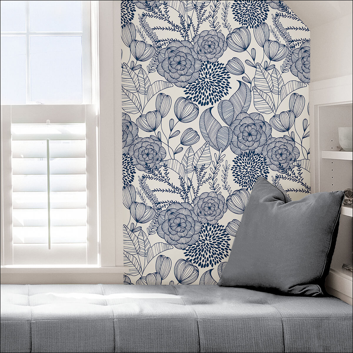 navy-secret-garden-peel-and-stick-wallpaper-york-wallcoverings-nus3830 - York Wallcoverings Wallpaper