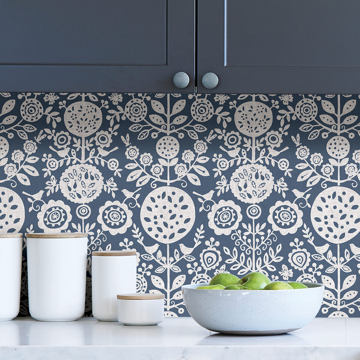 navy-anya-peel-and-stick-wallpaper-york-wallcoverings-nus4031 - York Wallcoverings Wallpaper