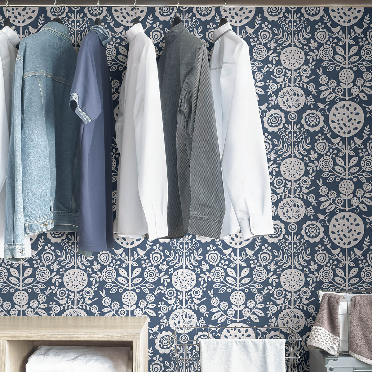 navy-anya-peel-and-stick-wallpaper-york-wallcoverings-nus4031 - York Wallcoverings Wallpaper