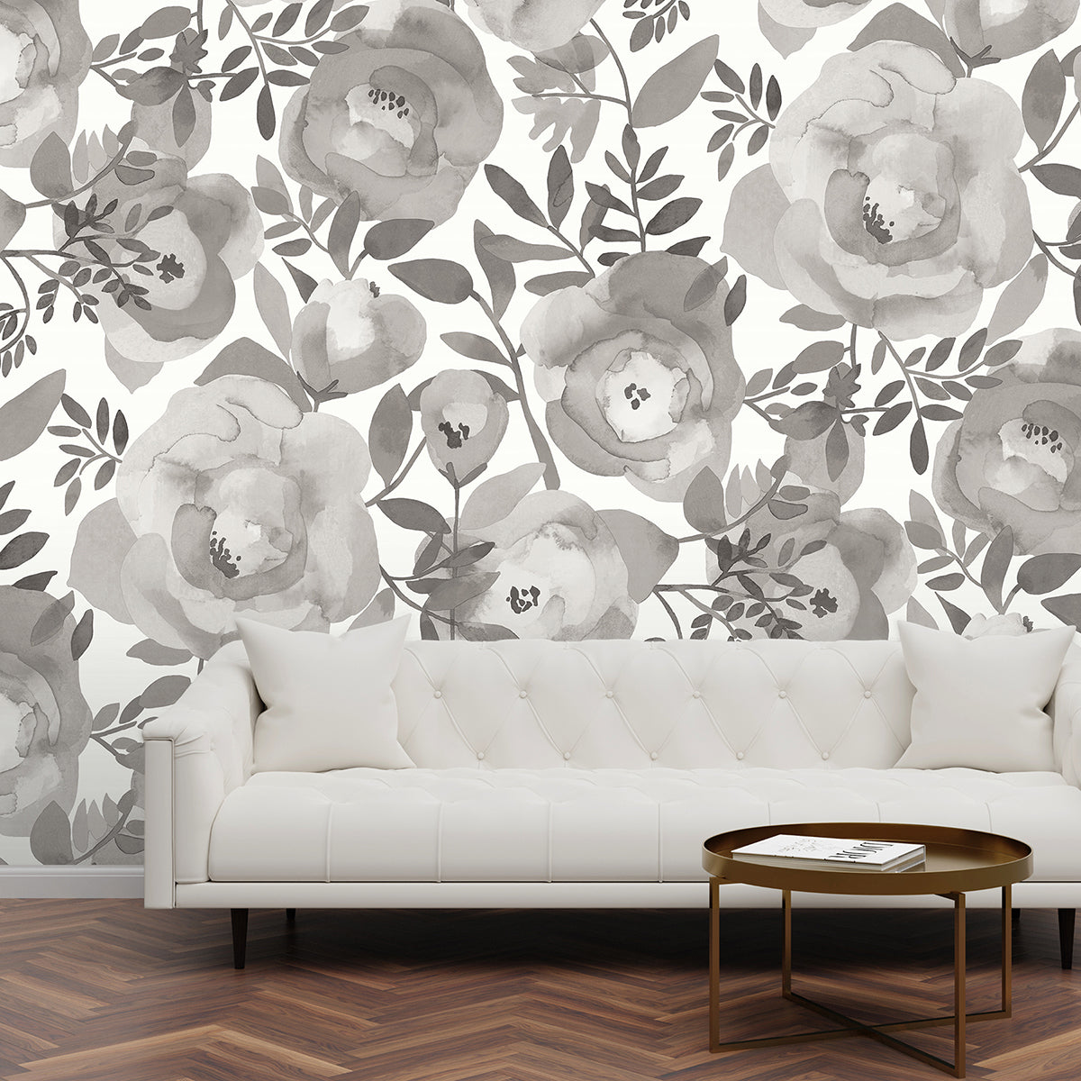 blooming-floral-dove-grey-wall-mural-york-wallcoverings-astm3906 - York Wallcoverings Wallpaper