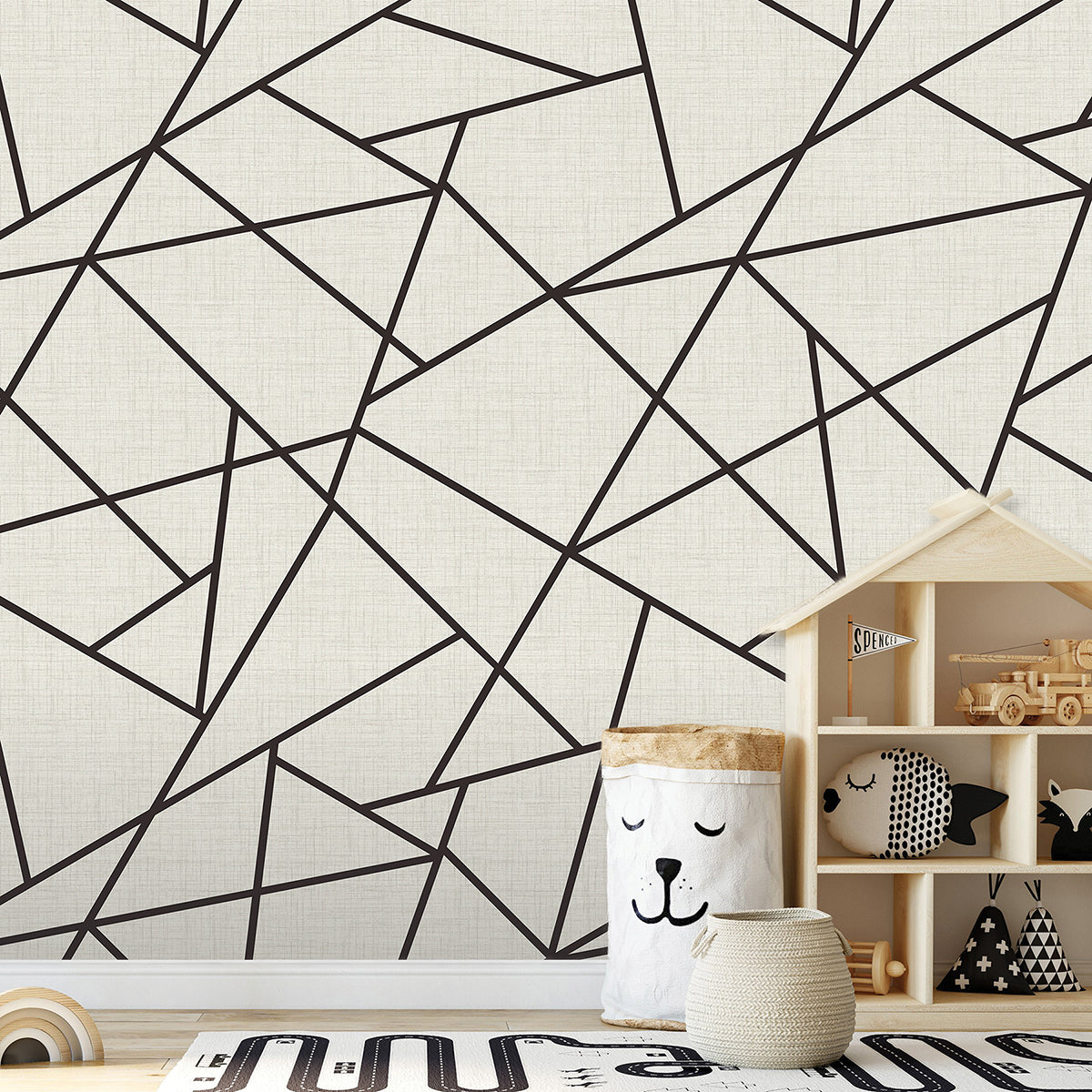 modern-lines-black-on-dove-grey-wall-mural-york-wallcoverings-astm3914 - York Wallcoverings Wallpaper
