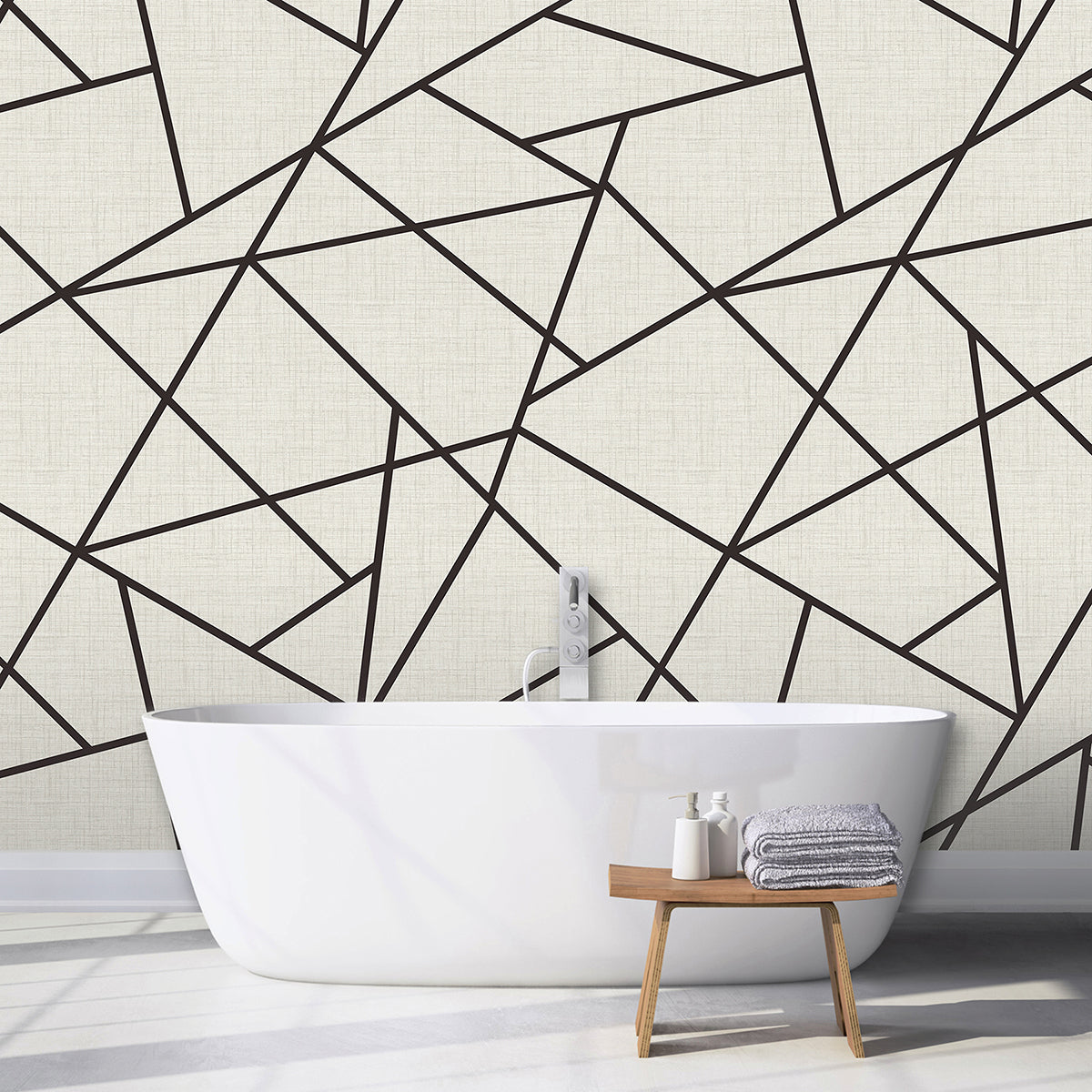 modern-lines-black-on-dove-grey-wall-mural-york-wallcoverings-astm3914 - York Wallcoverings Wallpaper