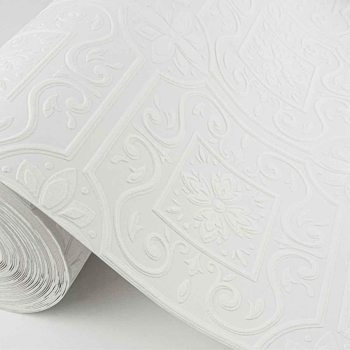 ibold-white-tin-ceiling-scroll-paintable-wallpaper-york-wallcoverings-4000-59001 - York Wallcoverings Wallpaper