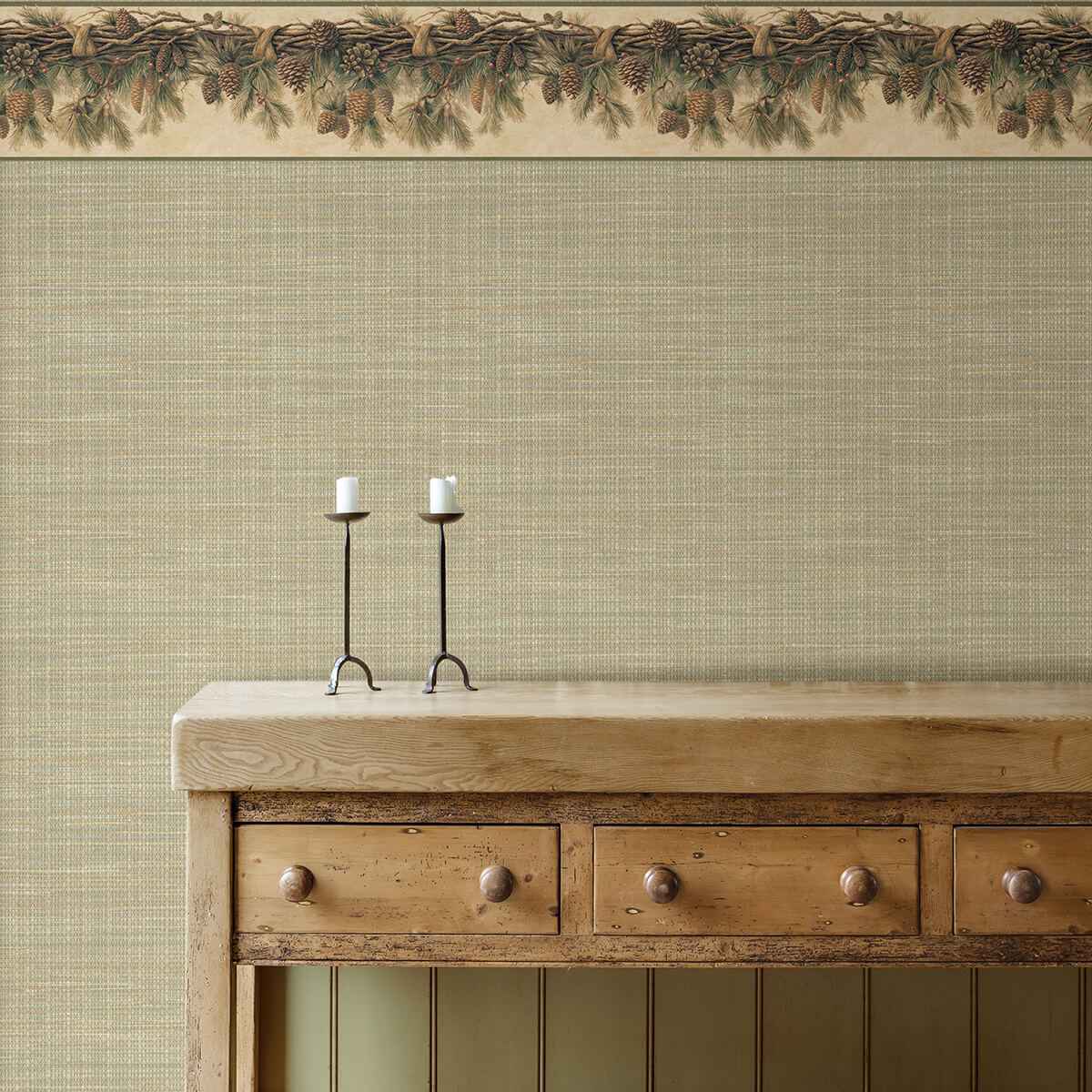 Coulter Olive Pinecone Forest Wallpaper - York Wallcoverings - 3123-01391 - York Wallcoverings Wallpaper