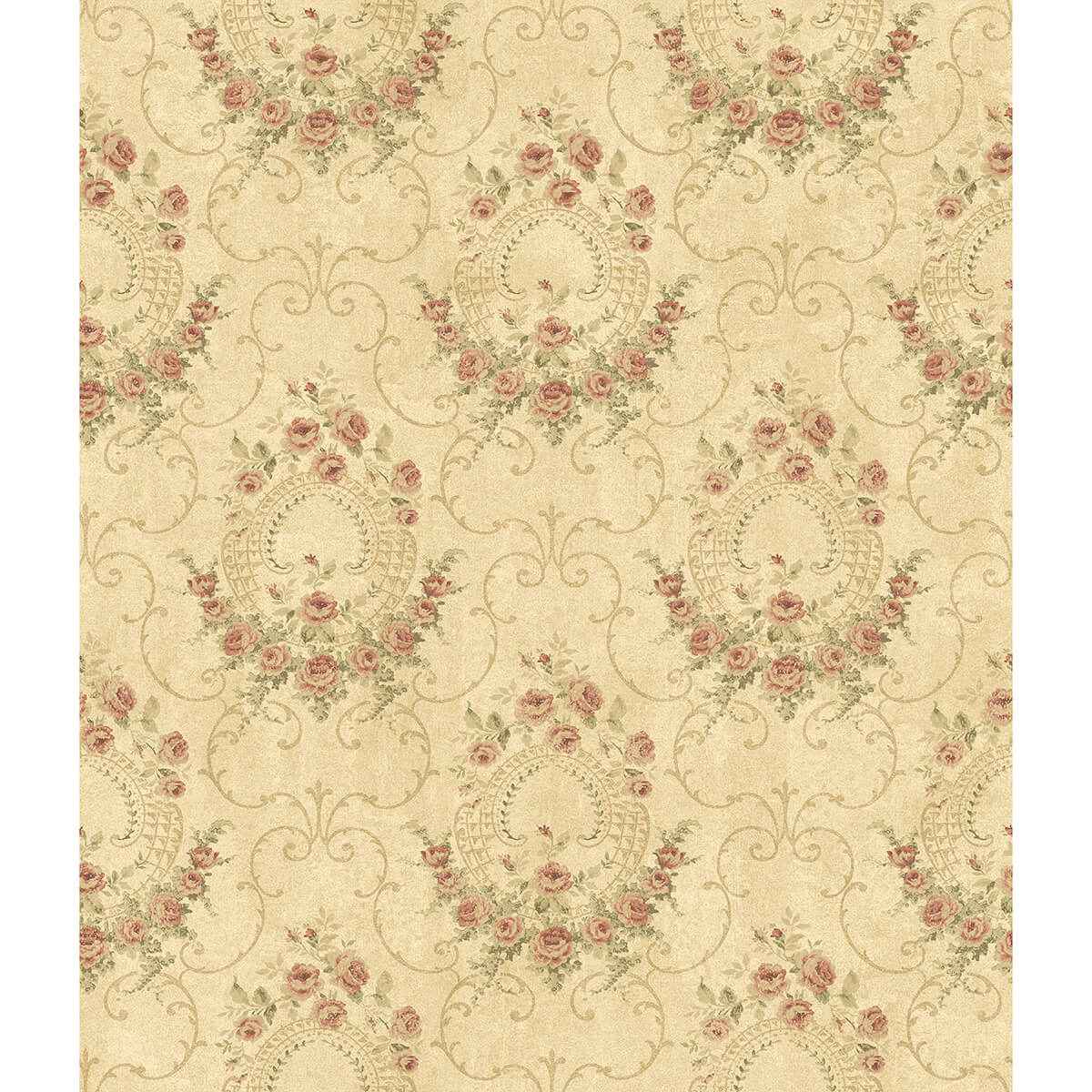 Georgiana Red Tearose Wallpaper - York Wallcoverings - 3123-02124