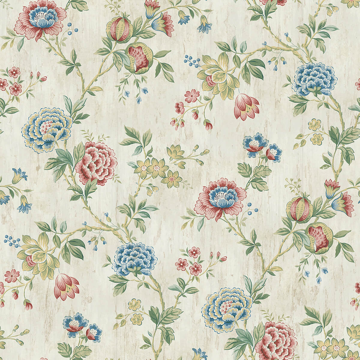 chrysanthemum-multicolor-jacobean-wallpaper-york-wallcoverings-3123-02211 - York Wallcoverings Papel pintado