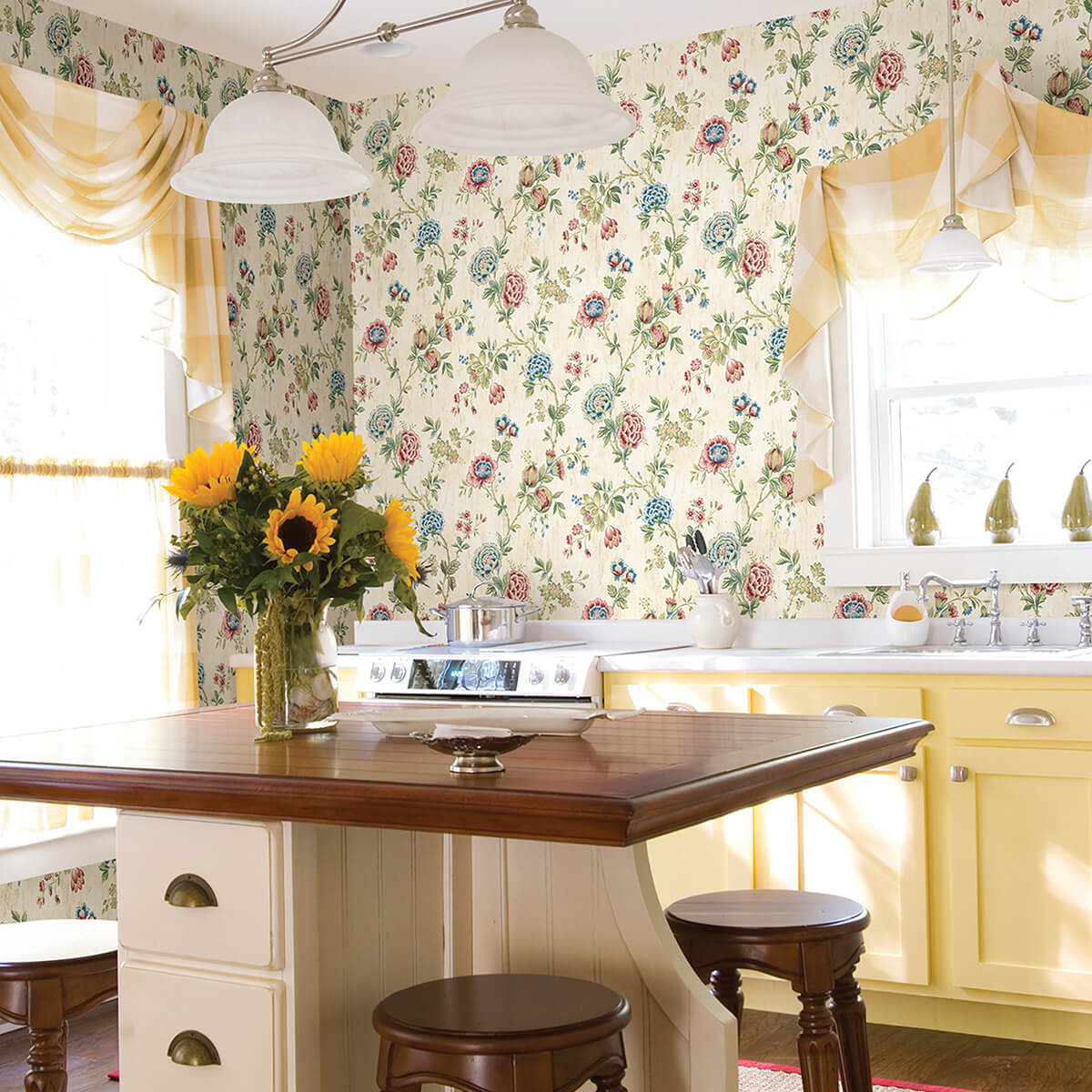 chrysanthemum-multicolor-jacobean-wallpaper-york-wallcoverings-3123-02211 - York Wallcoverings Papel pintado