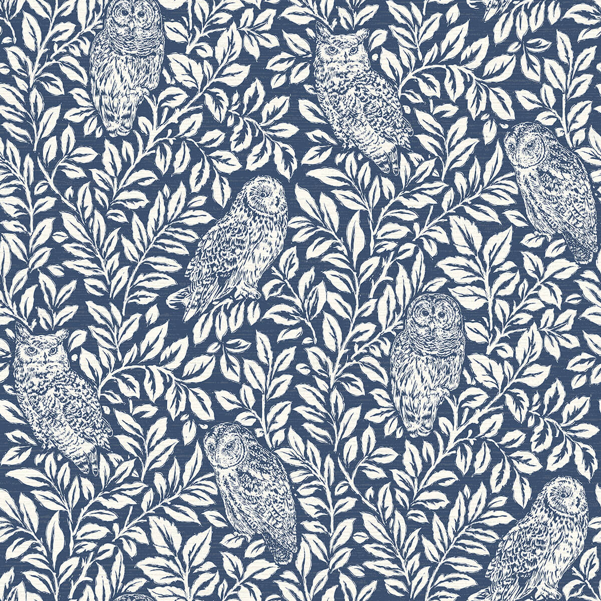 parliament-navy-owl-wallpaper-york-wallcoverings-3123-12412 - York Wallcoverings Wallpaper