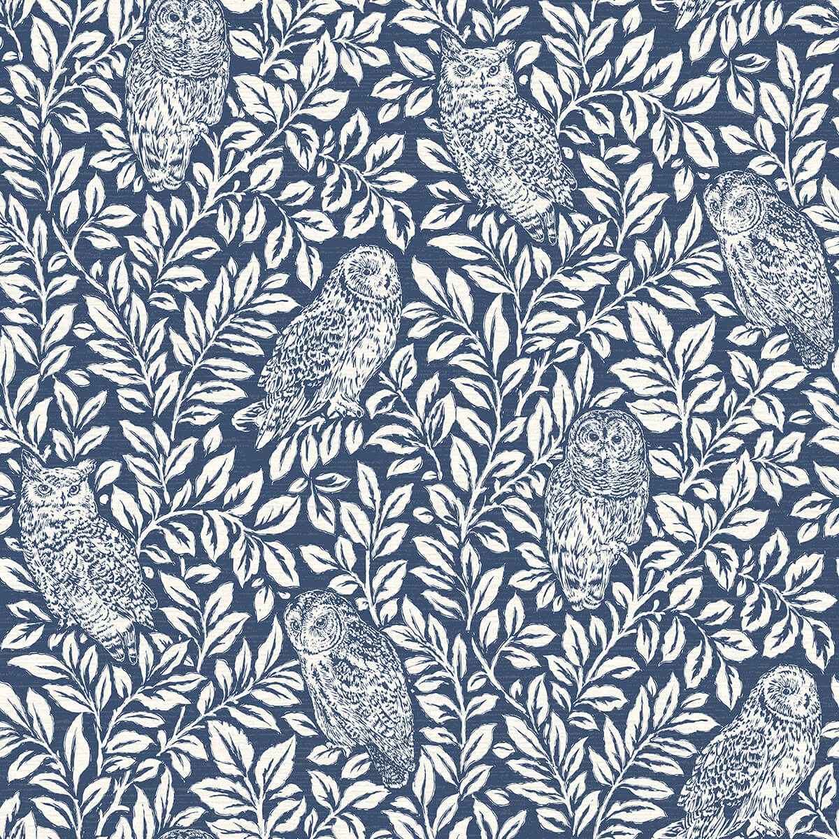 Parliament Navy Owl Wallpaper - York Wallcoverings - 3123-12412