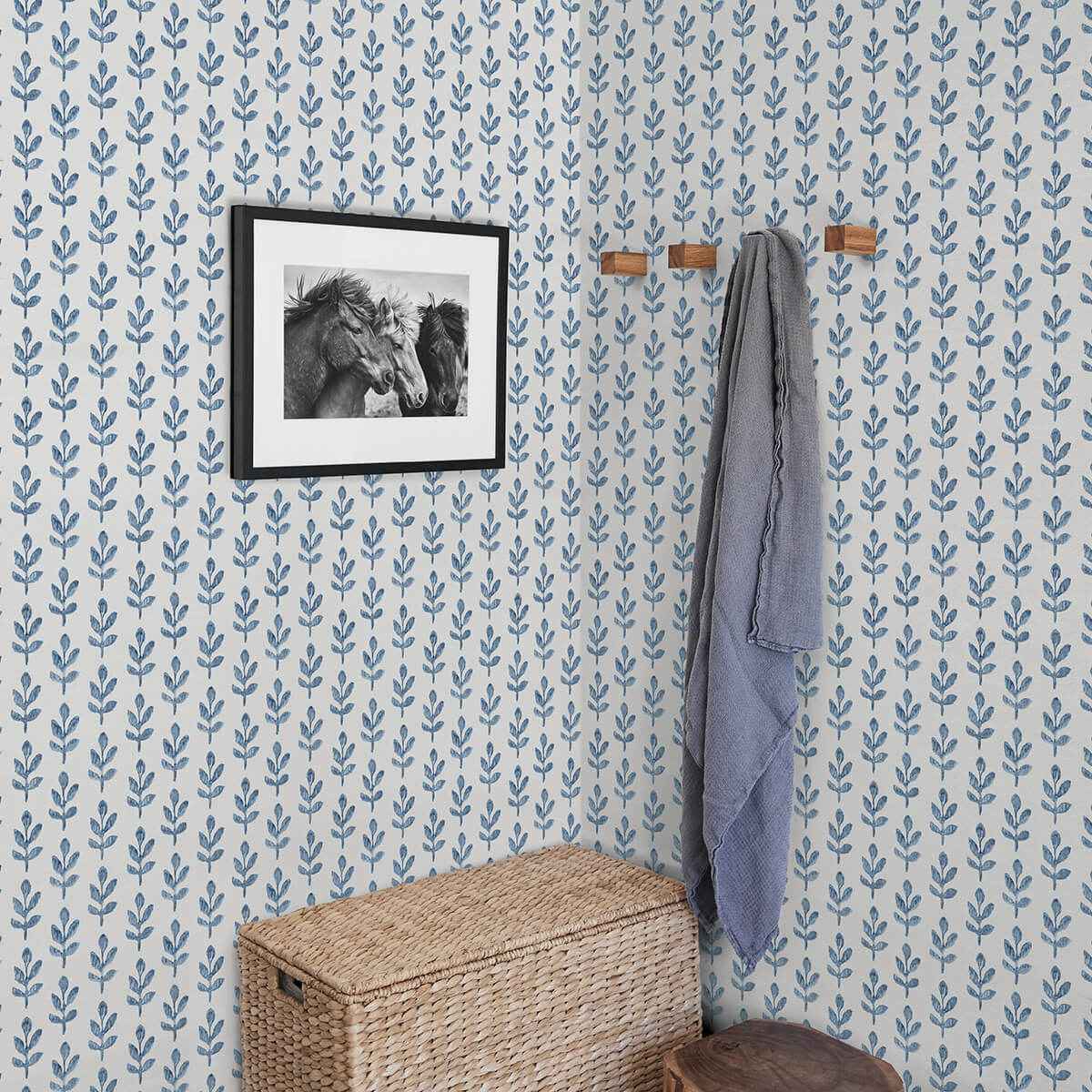 Whiskers Blue Leaf Wallpaper - York Wallcoverings - 3123-13841 - York Wallcoverings Wallpaper